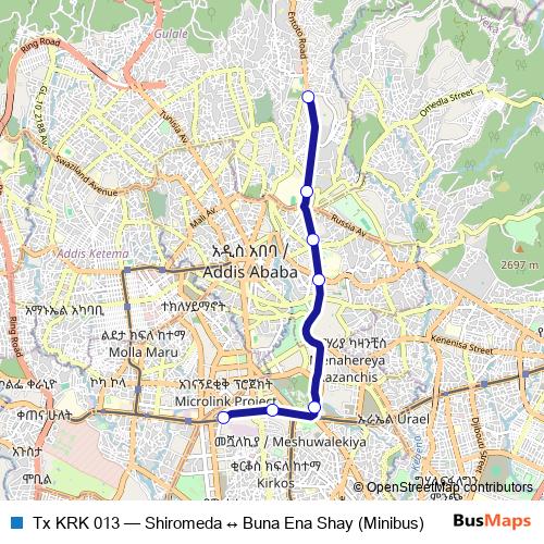 Tx KRK 013 bus Line Map