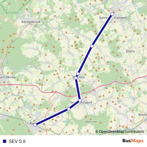 SEV S 8 bus Line Map