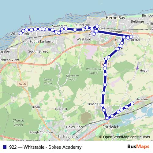 922 bus Line Map