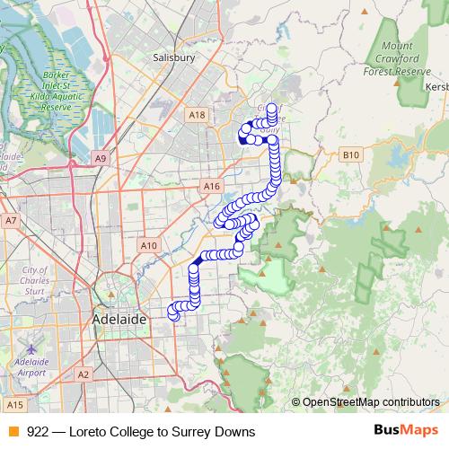 922 bus Line Map