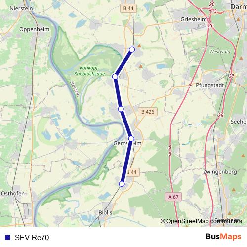 SEV Re70 rail Line Map