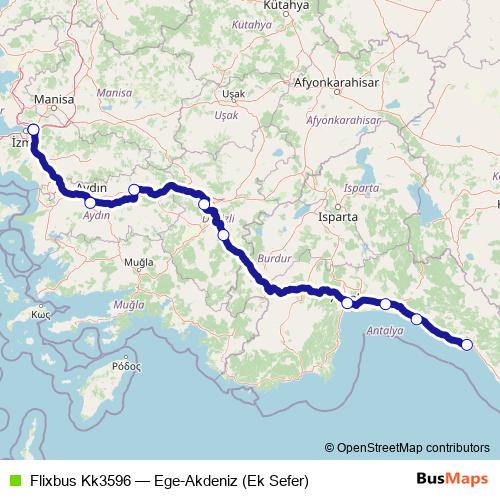Flixbus Kk3596 bus Line Map