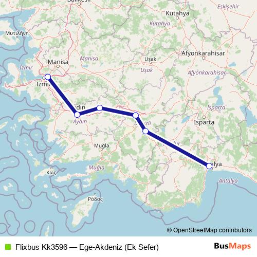 Flixbus Kk3596 bus Line Map