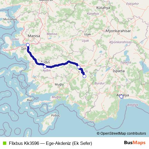 Flixbus Kk3596 bus Line Map