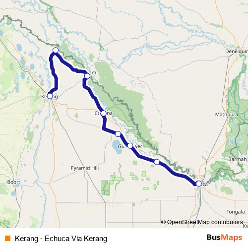 Kerang - Echuca Via Kerang bus Line Map