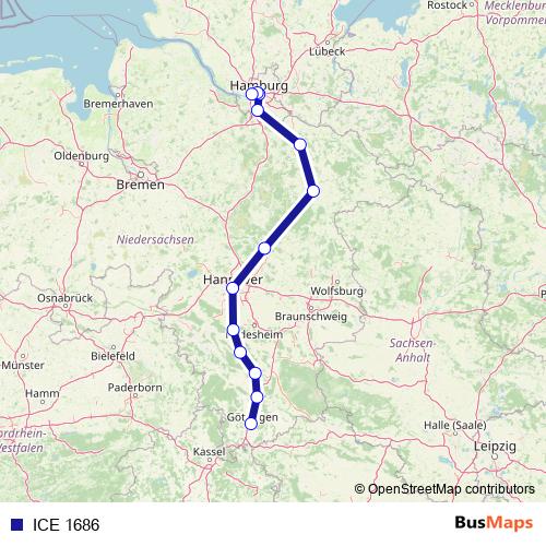 ICE 1686 rail Line Map