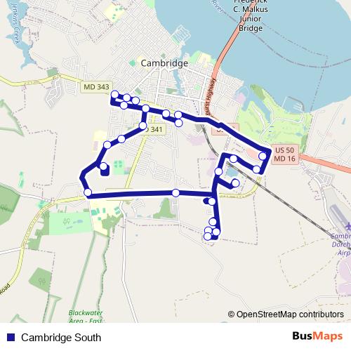 Cambridge South bus Line Map