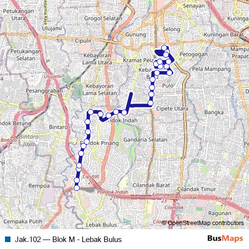 Jak.102 bus Line Map