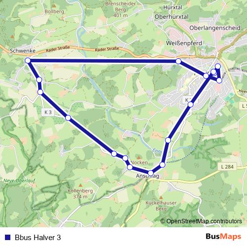 Bbus Halver 3 bus Line Map