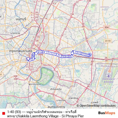 1-40 (93) bus Line Map