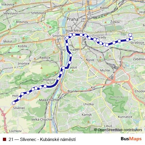 21 tram Line Map