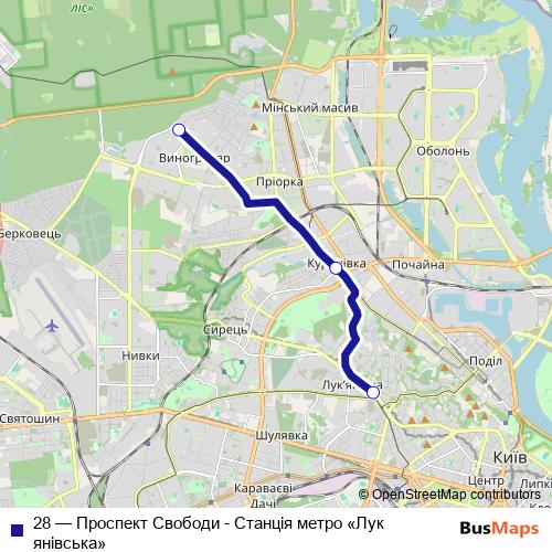28 trolleybus Line Map