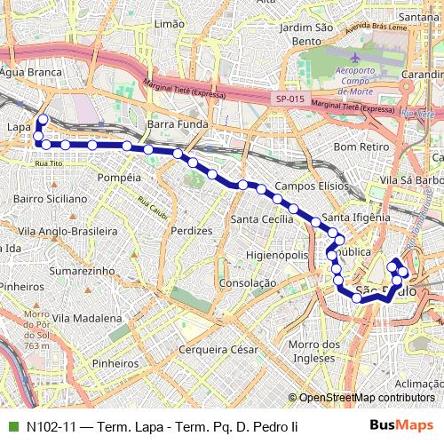 N102-11 bus Line Map