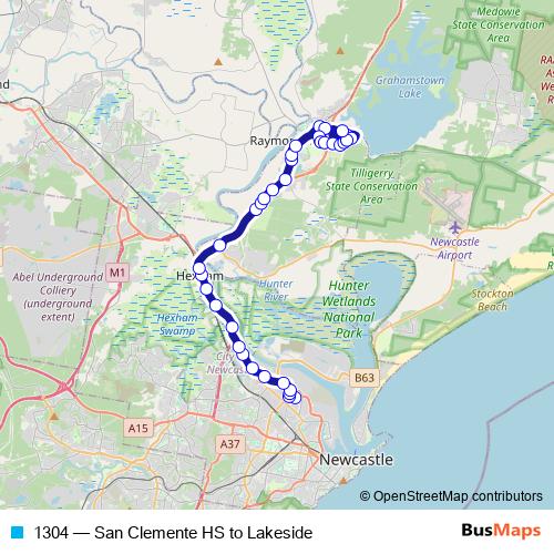 1304 bus Line Map