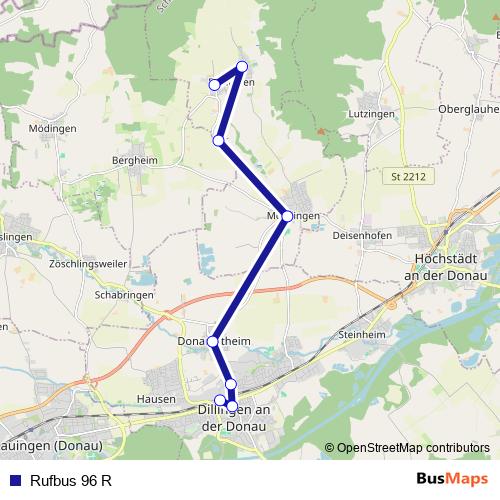 Rufbus 96 R bus Line Map