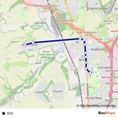 874 bus Line Map