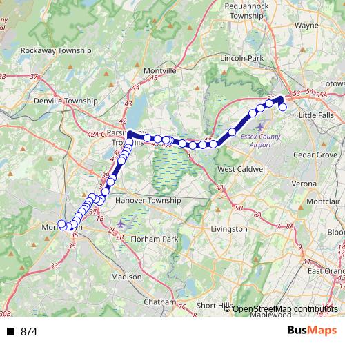 874 bus Line Map