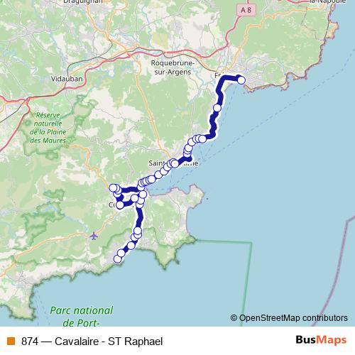 874 bus Line Map