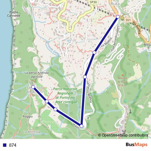 874 bus Line Map