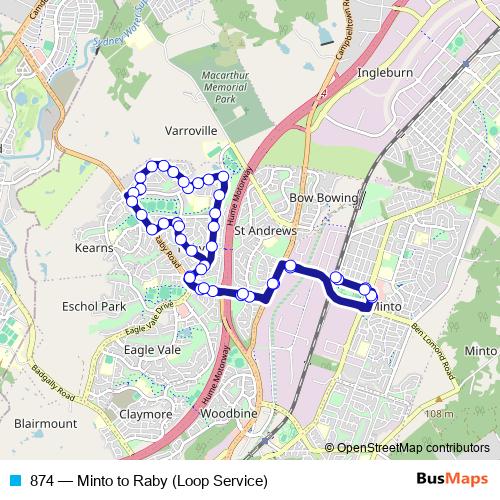874 bus Line Map