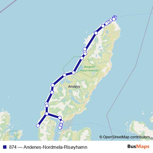 874 bus Line Map