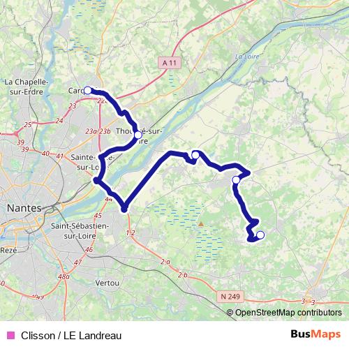 Clisson / LE Landreau bus Line Map