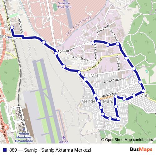 889 bus Line Map
