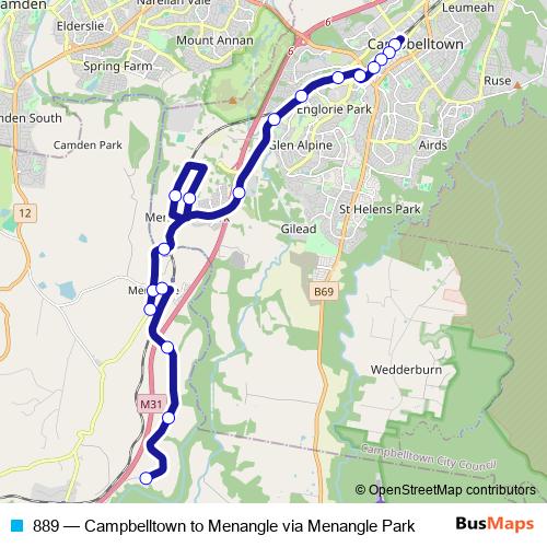 889 bus Line Map