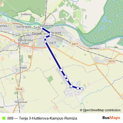 889 bus Line Map