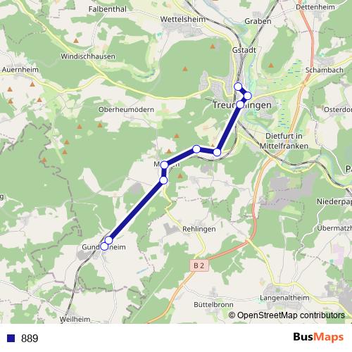 889 bus Line Map