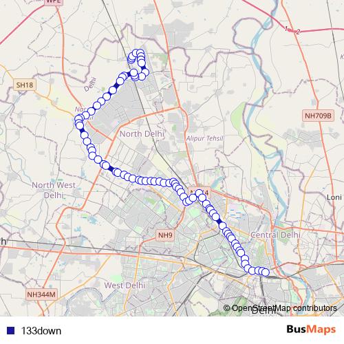 133down bus Line Map