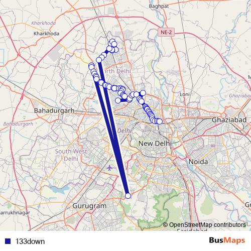133down bus Line Map