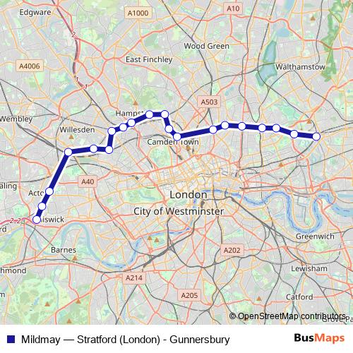 Mildmay bus Line Map