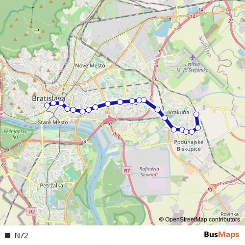 N72 trolleybus Line Map
