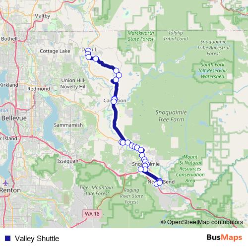 Valley Shuttle bus Line Map