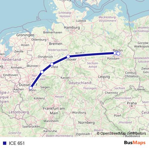 ICE 651 rail Line Map