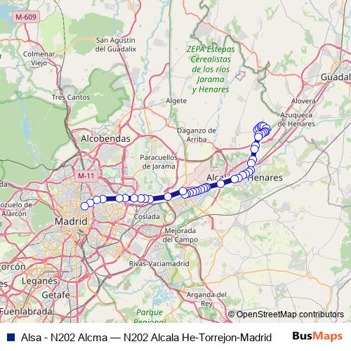 Alsa - N202 Alcma bus Line Map