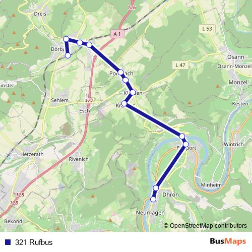 321 Rufbus bus Line Map