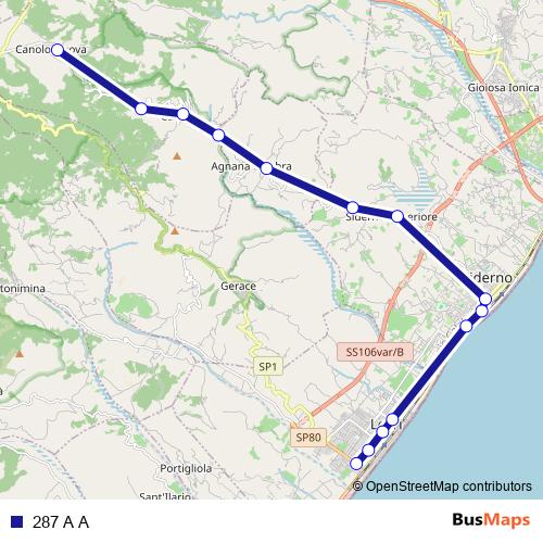 287 A A bus Line Map