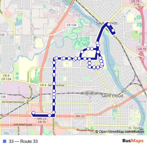 33 bus Line Map