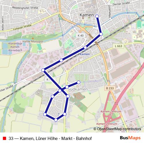 33 bus Line Map