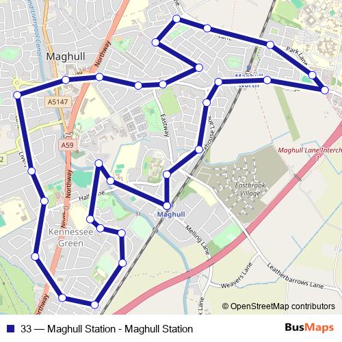 33 bus Line Map
