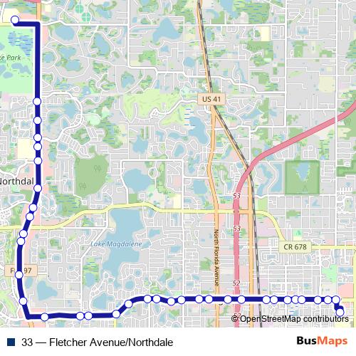33 bus Line Map