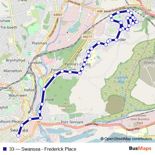 33 bus Line Map