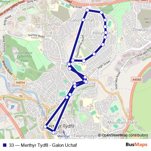 33 bus Line Map