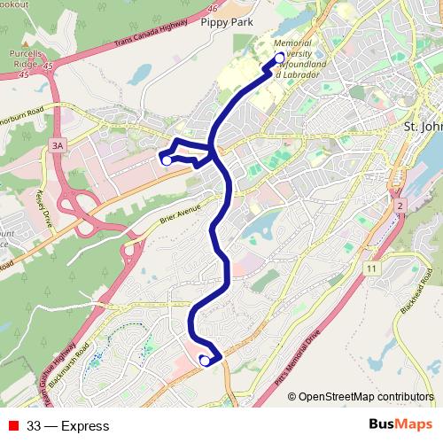 33 bus Line Map