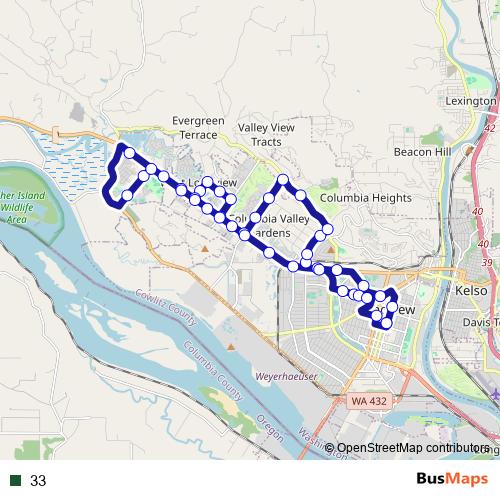 33 bus Line Map