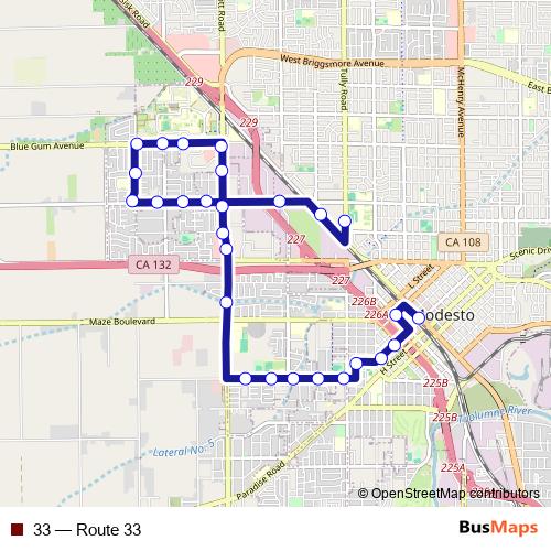 33 bus Line Map