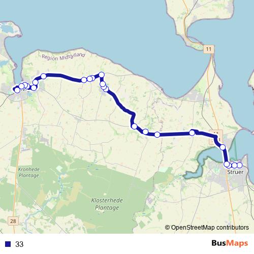 33 bus Line Map