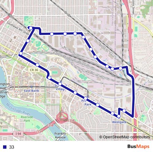 33 bus Line Map